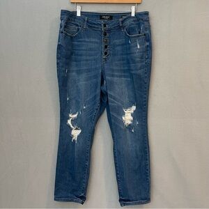 Judy Blue Boyfriend Distressed Jeans 18W Button Fly Stretch